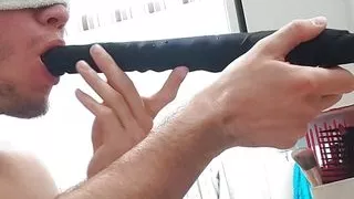 Balkan man hard deepthroating long dildo