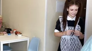 schoolgirl fucks with her classmate's stepfather