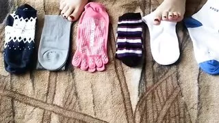 Made a footjob in socks for my boy