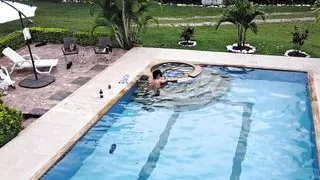 The party ends with a fuck in the pool. Part 2. Nobody notices what we do