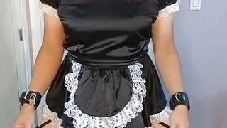 Sissy maid Candy hides her dildo