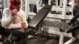 DeeDeeSlut69 in the Gym White Top sucking 2 Dicks