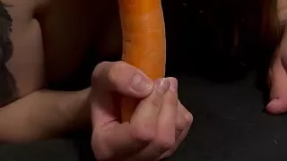 Food porn teen blows carrot