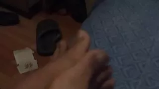 Feet with a lot of sweat rubbing