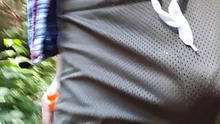 walk in park in revealing shorts