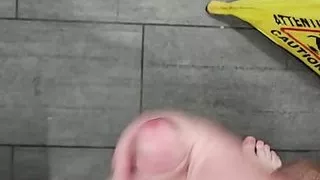 Risky gas station jerk and cum