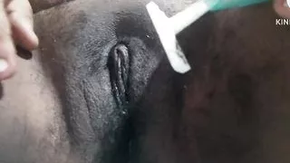 Virgin teel girl shave her wet hairy pussy