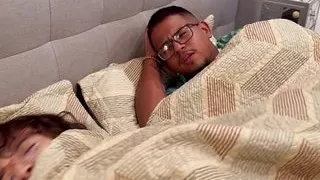 Fucking a college girl next to my wife, English captions