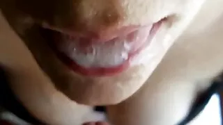 Greek horny girl gives POV blowjob with cum on mouth. Short Compilation.