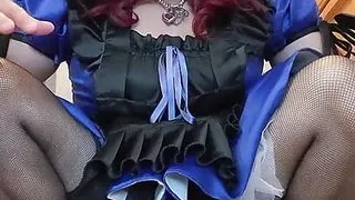 Sissy Maid Candy rides several different dildos