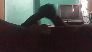 Latino with a big cock masturbates watching his stepsister in photos