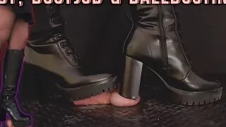 CBT, Bootjob and Ballbusting in Black Leather Boots with TamyStarly