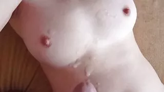 beautiful wife gets fucked cute. our orgasms and cum on the tummy.
