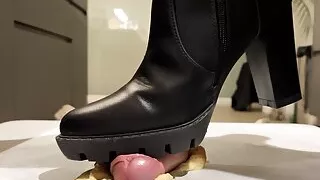 French Perverse crushes her submissive's cock, pisses on him and crushes a piece of brioche to make him eat