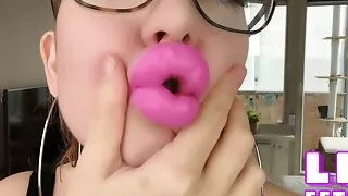 Teasing you with big fake lips - Lots of kissing noises & dirty talk