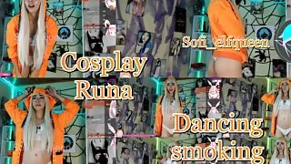 Runa cosplay smoking and dancing for you