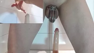 Old Clip from 2018: Anal Dildo and Chastity Cage