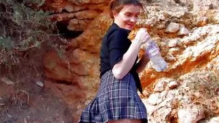 Sexy German brunette gets cum deep inside her throat