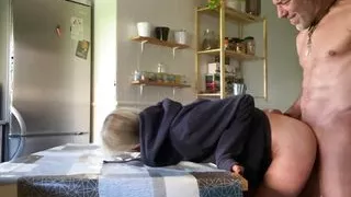 WILD SEX IN THE KITCHEN - FUCKED FROM BEHIND AGAINST THE TABLE ( by WILDSPAINCOUPLE)