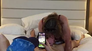 mature transsexual  sucks huge cock