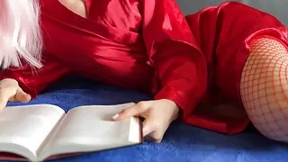 One more time with a hot redhead MILF in mask for a stepson