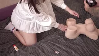 Backstage. I try my new strapon