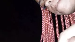 Hottie makes blowjob in the bush!