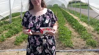 Slut?!? Let the farmer fuck and creampie for a few strawberries!