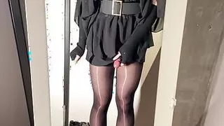 handjob in front of mirror