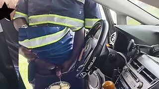 OMG!!! Female customer caught the food Delivery Guy  jerking off on her Caesar salad  (in Car)
