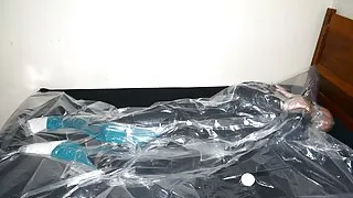 May 7 2023 - VacPacked in my heavy leather trenchcoat with my clear PVC stormjacket and aprons