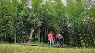 She gives a blowjob to a guy she just met at the park and he cums in her mouth.