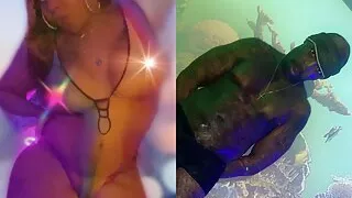 Black big booty hairy thug goes crazy for some sexy toes on bbc trans