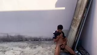 Jacking off on the street from home