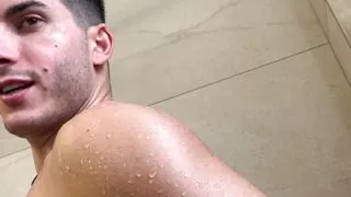 Jerking off in the shower after gym!