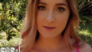 Petite Kara Lee Flashes Her Tits To Get Peter To Help Her With Her Bike & Soon They Get Fucked In Public - Mofos
