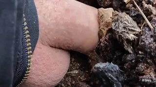 Big uncircumcised cock pees multiple times in tight dirt holes
