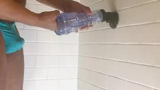 Chubby Black Man Moans and Humps Fleshlight Until He Shoots Big Cumshot