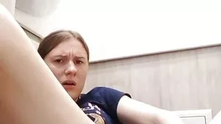 Student practices anal with a big dildo