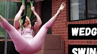 Wedgie girl wedgie swing funny video with Michellexm
