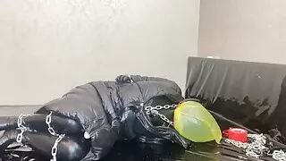 Fejira com In leather and down bundle masturbation orgasm