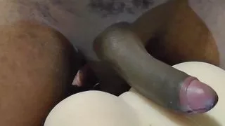 Big Black uncut Cock with Ball Stretcher Weight Fucking Busty Sex Toy