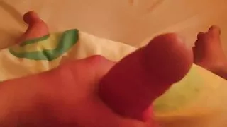 Wanking with balls tied, hairy balls, big cock