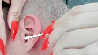 Asmr ear cleaning fetish mature cougar long nails