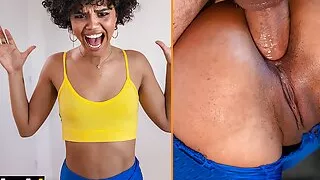 FAKEhub - Sexy young ebony babe gets pranked by her housemate before having anal sex