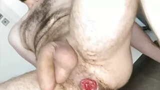 FFanaticF sit on big anal plug while hitting dick to get a real good orgasm