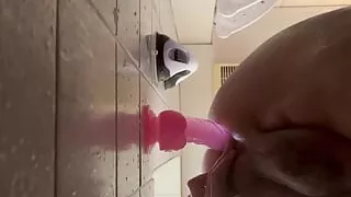 Chubby taking it deep in the shower