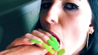 Horny Stepsis Suzie sucking dick after bath.