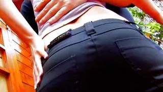 Dark haired German slut pleasing a thick cock with her moist muff