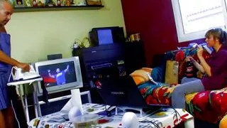 Hot brunette chick from Germany with massive boobs loves cum on her face